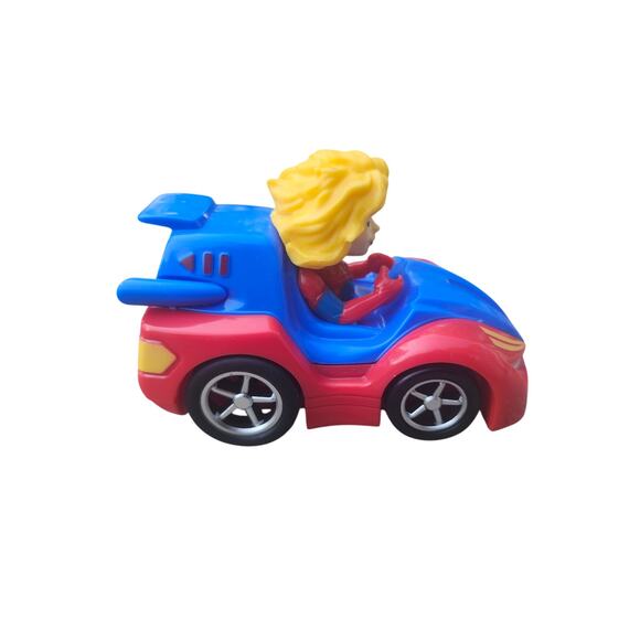 Marvel Super Hero Pull Back Car Captain Marvel 2022 Toy Vehicle 4 Inch Blue Red - Picture 5 of 7